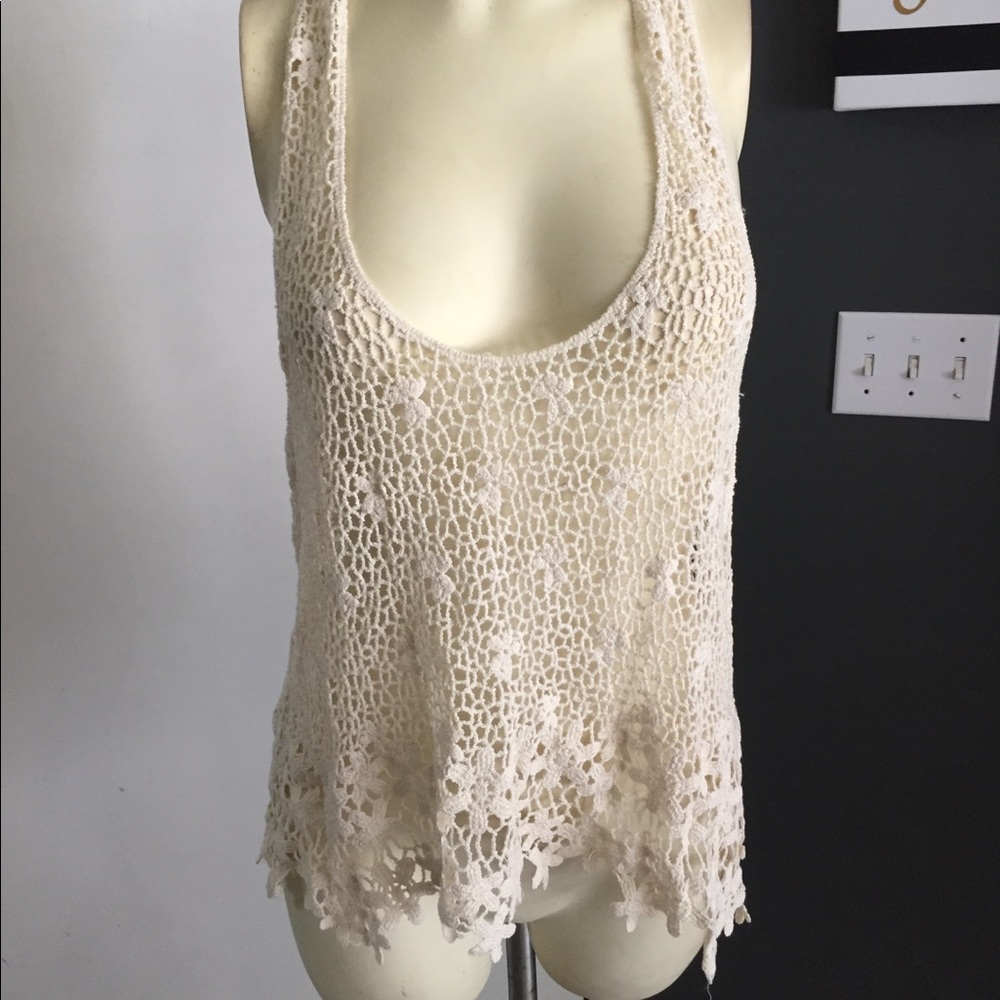I love s&s inc floral daisy crochet tank ivory OS
